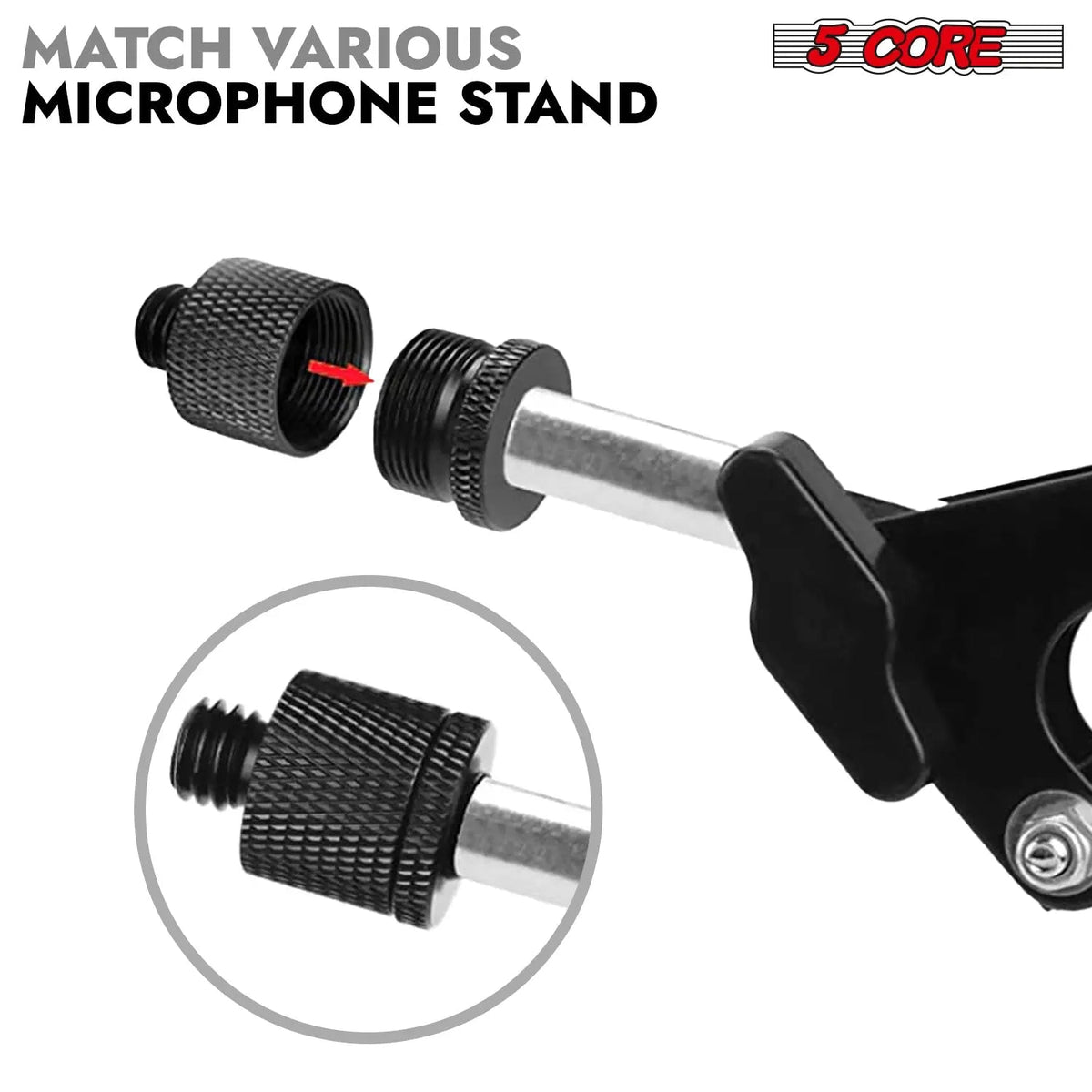 5 Core Mic Stand Adapter 12 Pieces 5/8 Female to 3/8 Male Screw Thread Conversion Connector - HONORABLE VETERANS SOLUTIONS