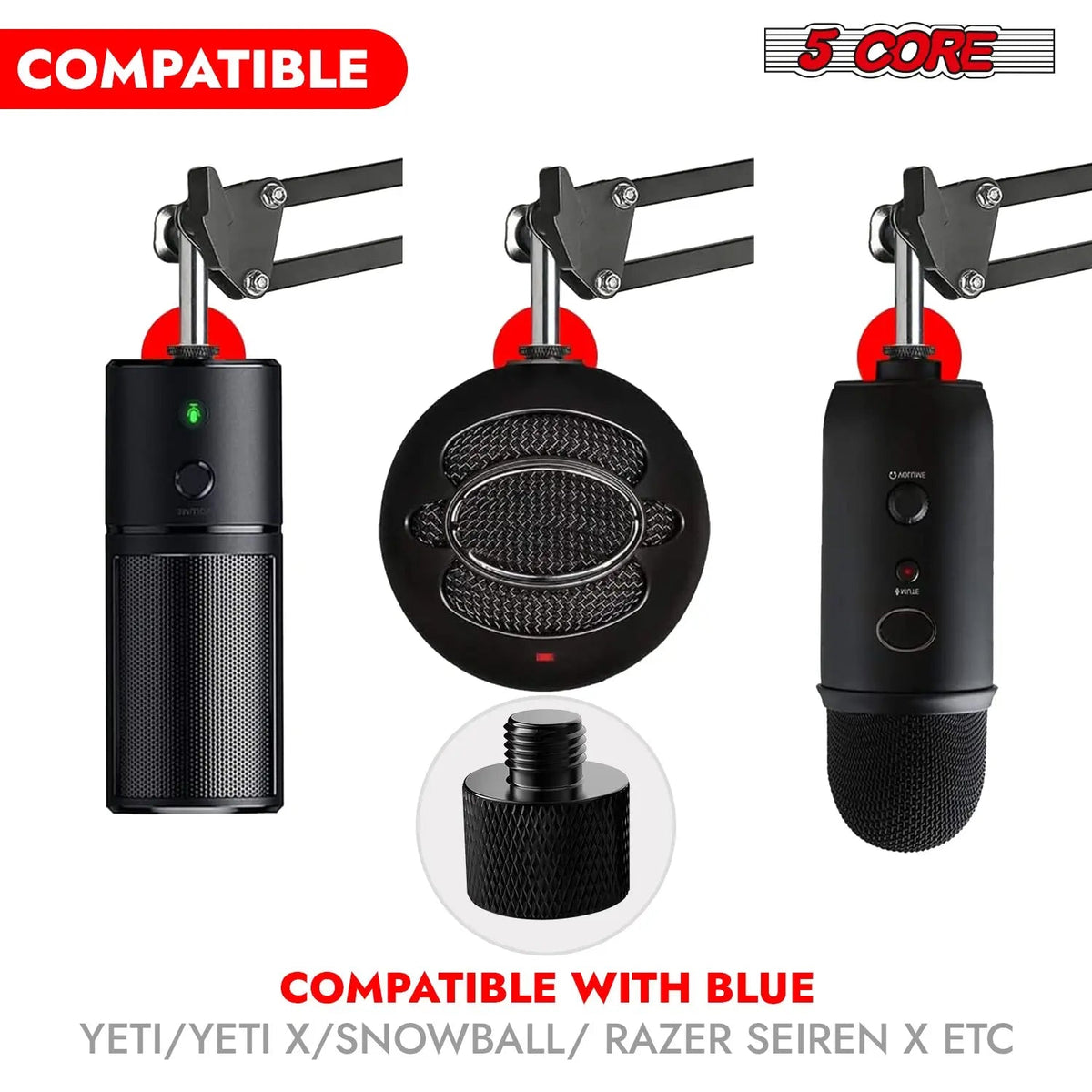 5 Core Mic Stand Adapter 12 Pieces 5/8 Female to 3/8 Male Screw Thread Conversion Connector - HONORABLE VETERANS SOLUTIONS