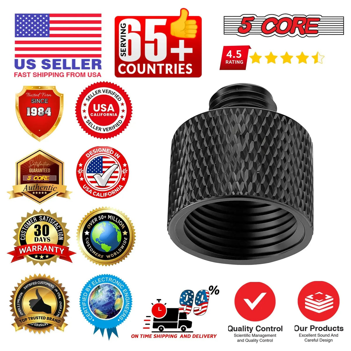 5 Core Mic Stand Adapter 12 Pieces 5/8 Female to 3/8 Male Screw Thread Conversion Connector - HONORABLE VETERANS SOLUTIONS