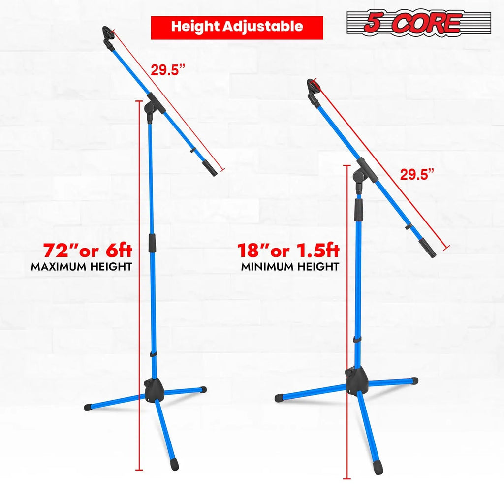 5 Core Mic Stand Floor 4Pc Adjustable 72" Tripod Microphone Stands w Telescoping Boom Arm - HONORABLE VETERANS SOLUTIONS