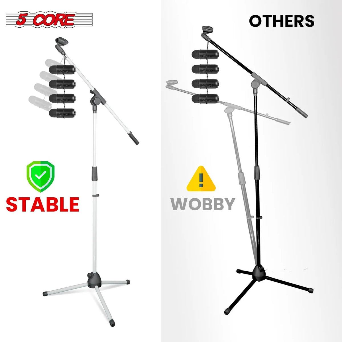 5 Core Mic Stand Floor 4Pc Adjustable 72" Tripod Microphone Stands w Telescoping Boom Arm - HONORABLE VETERANS SOLUTIONS