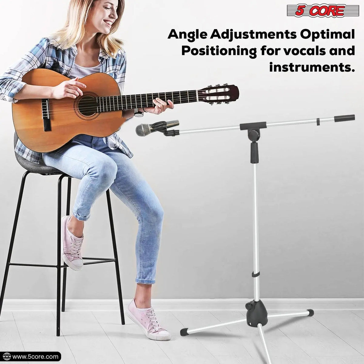 5 Core Mic Stand Floor 4Pc Adjustable 72" Tripod Microphone Stands w Telescoping Boom Arm - HONORABLE VETERANS SOLUTIONS