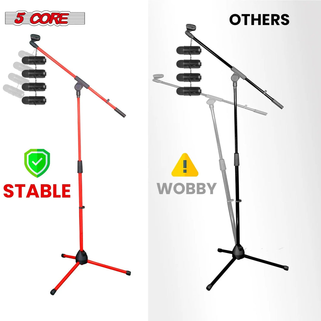 5 Core Mic Stand Floor 4Pc Adjustable 72" Tripod Microphone Stands w Telescoping Boom Arm - HONORABLE VETERANS SOLUTIONS