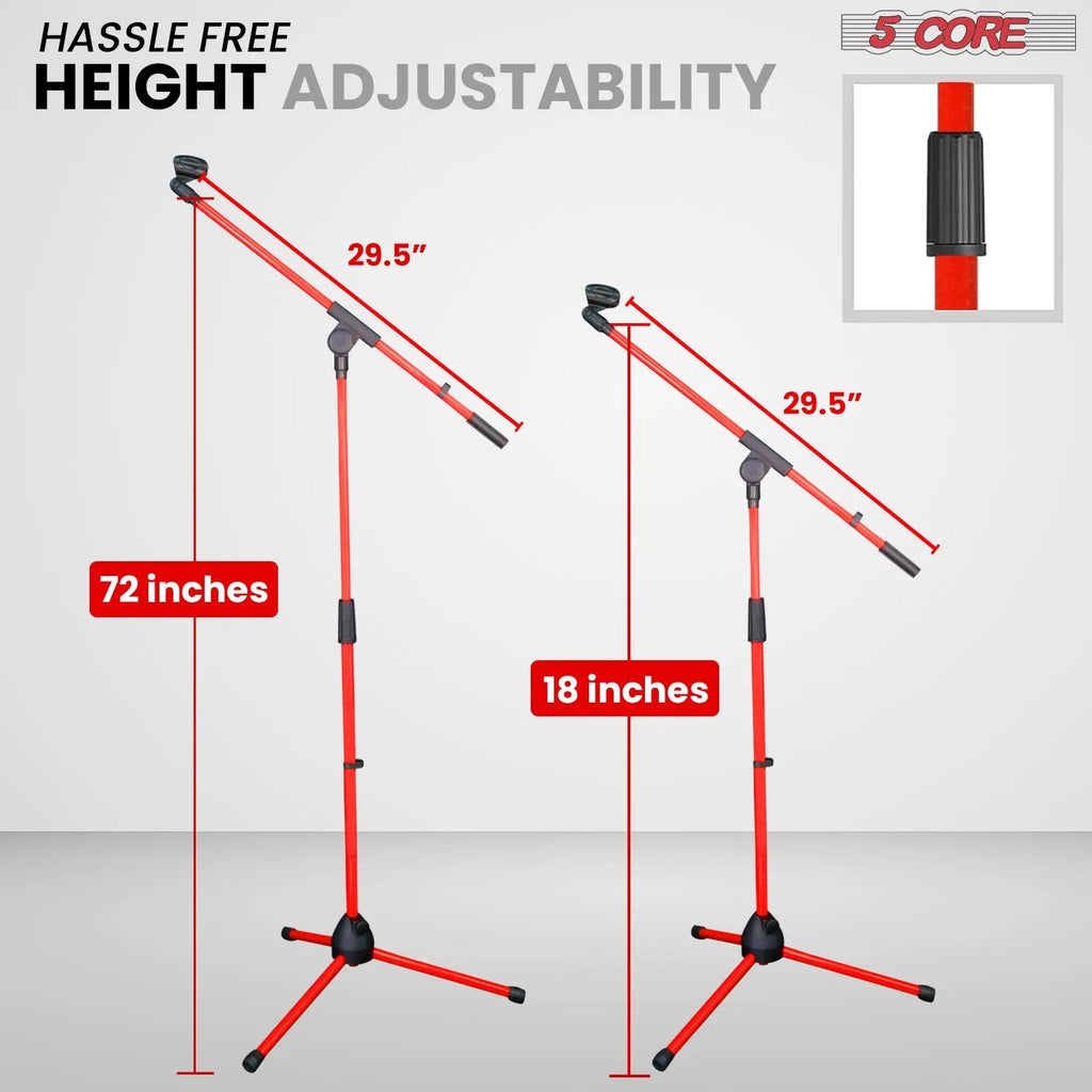 5 Core Mic Stand Floor 4Pc Adjustable 72" Tripod Microphone Stands w Telescoping Boom Arm - HONORABLE VETERANS SOLUTIONS
