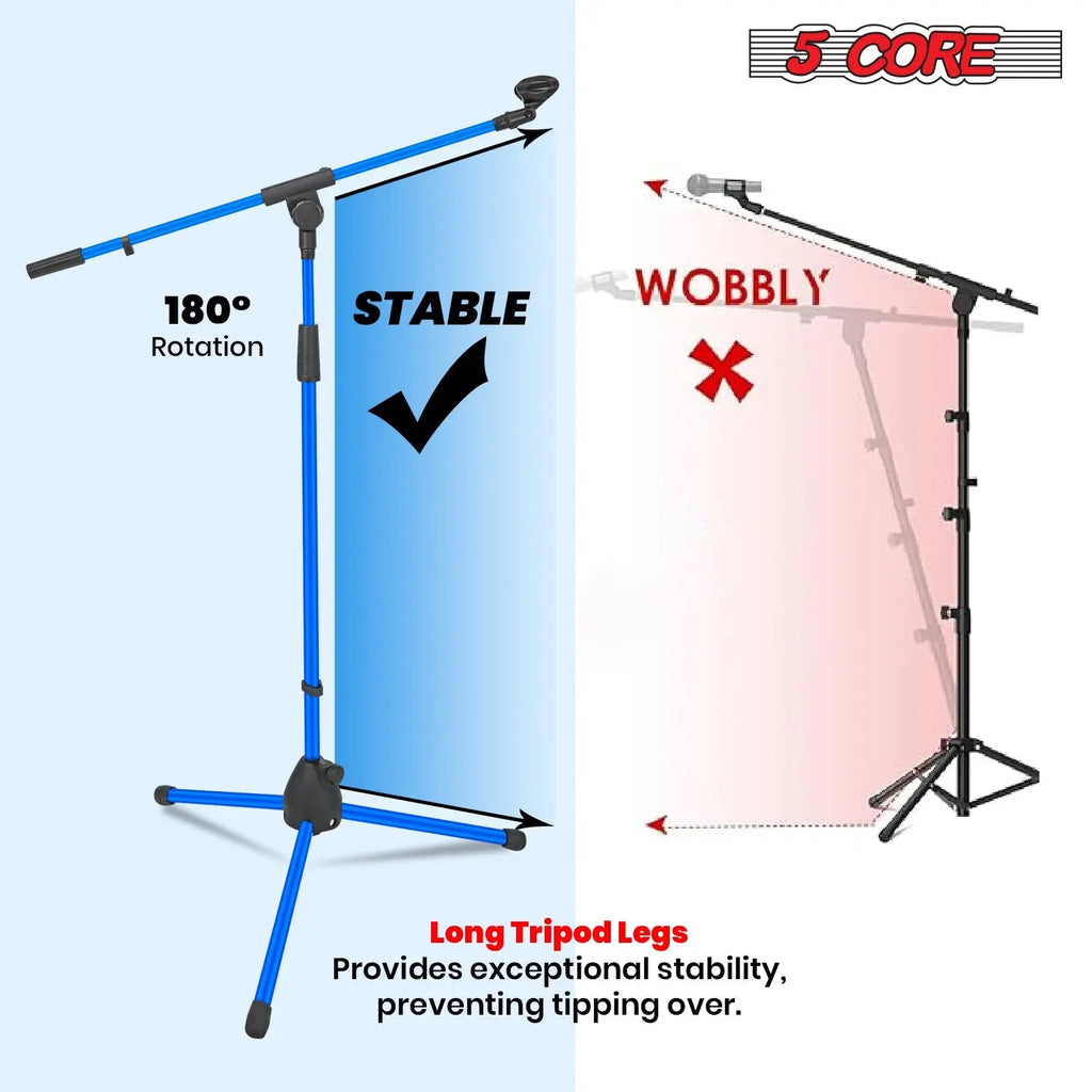 5 Core Mic Stand Floor 4Pc Adjustable 72" Tripod Microphone Stands w Telescoping Boom Arm - HONORABLE VETERANS SOLUTIONS