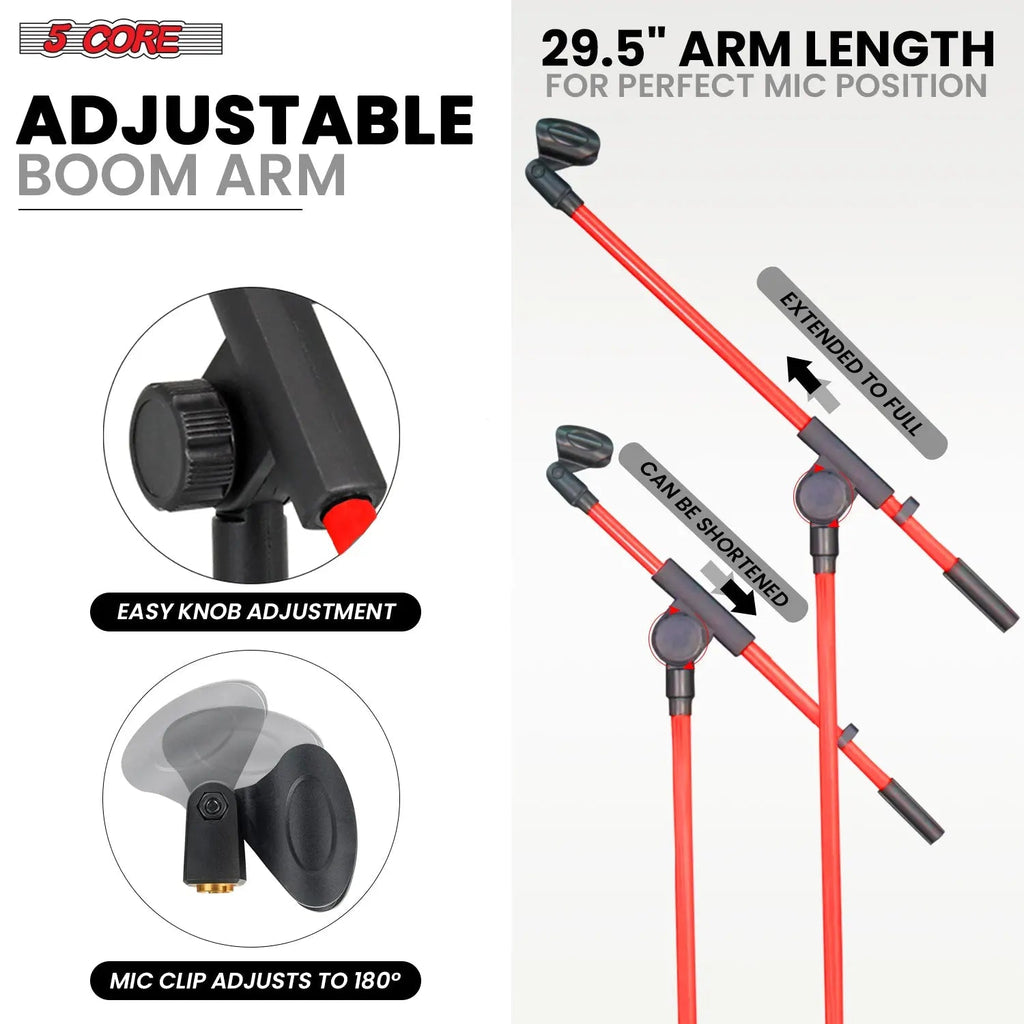 5 Core Mic Stand Floor 4Pc Adjustable 72" Tripod Microphone Stands w Telescoping Boom Arm - HONORABLE VETERANS SOLUTIONS