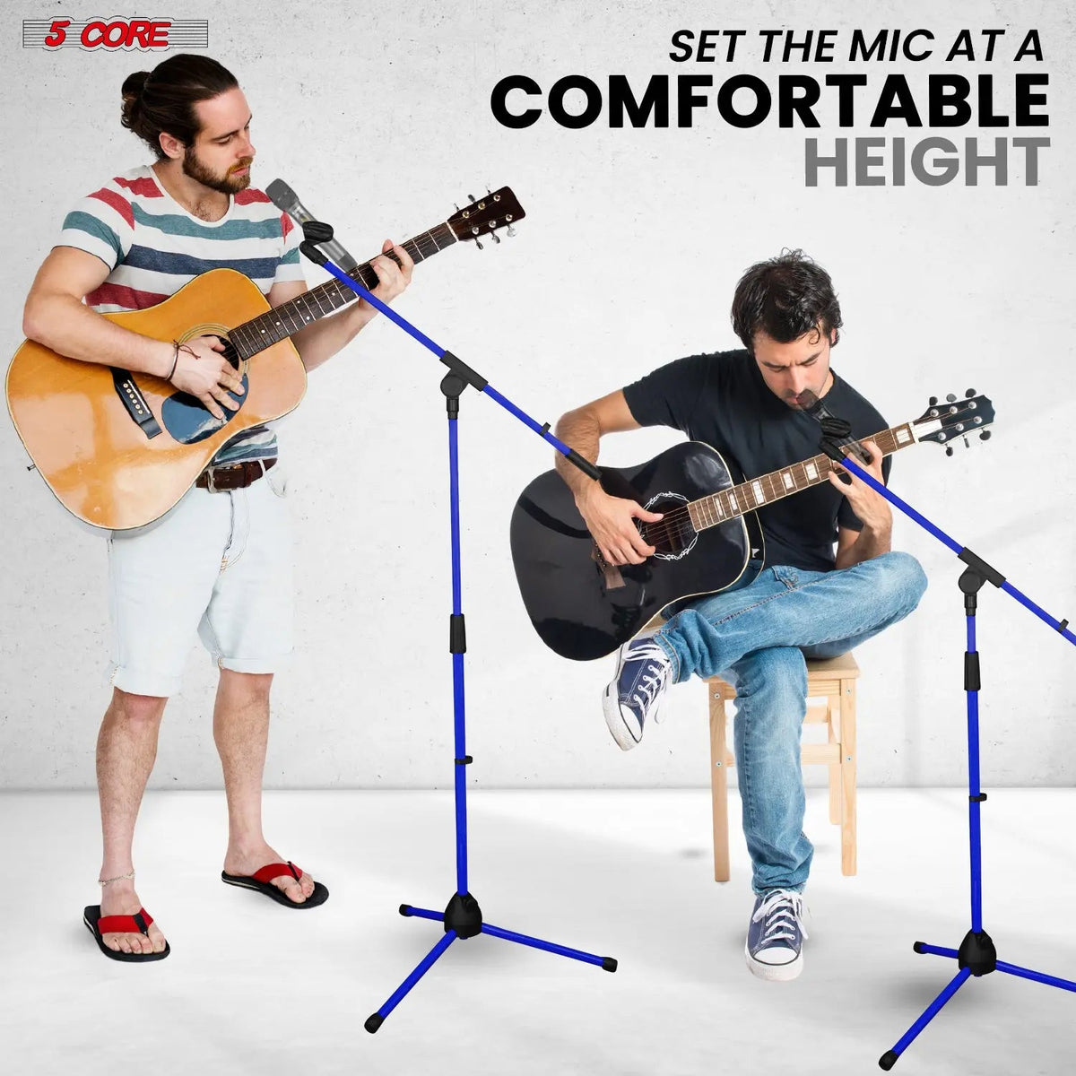5 Core Mic Stand Floor Adjustable 72" Tripod Microphone Stands w Telescoping Boom Arm - HONORABLE VETERANS SOLUTIONS