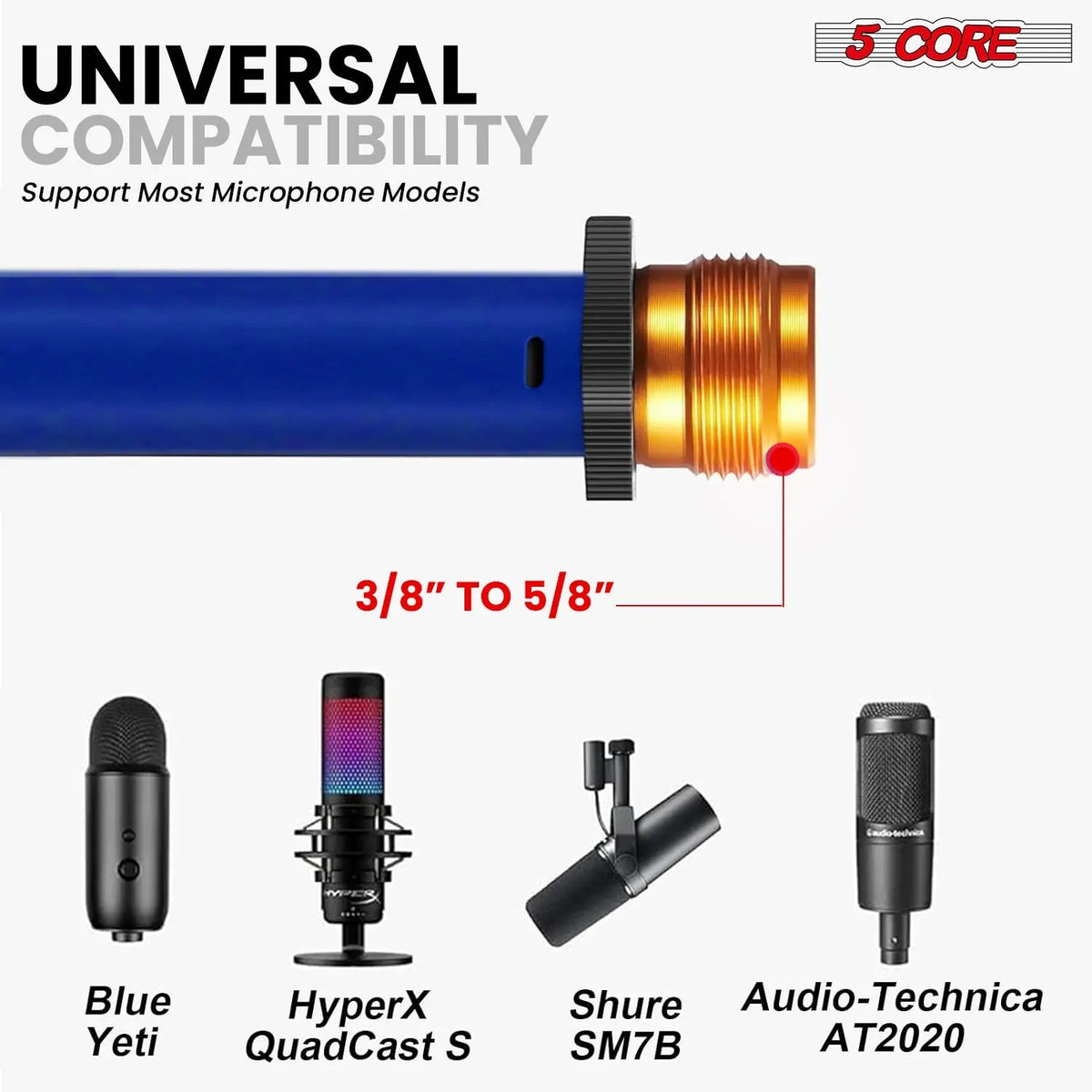 5 Core Mic Stand Floor Adjustable 72" Tripod Microphone Stands w Telescoping Boom Arm - HONORABLE VETERANS SOLUTIONS