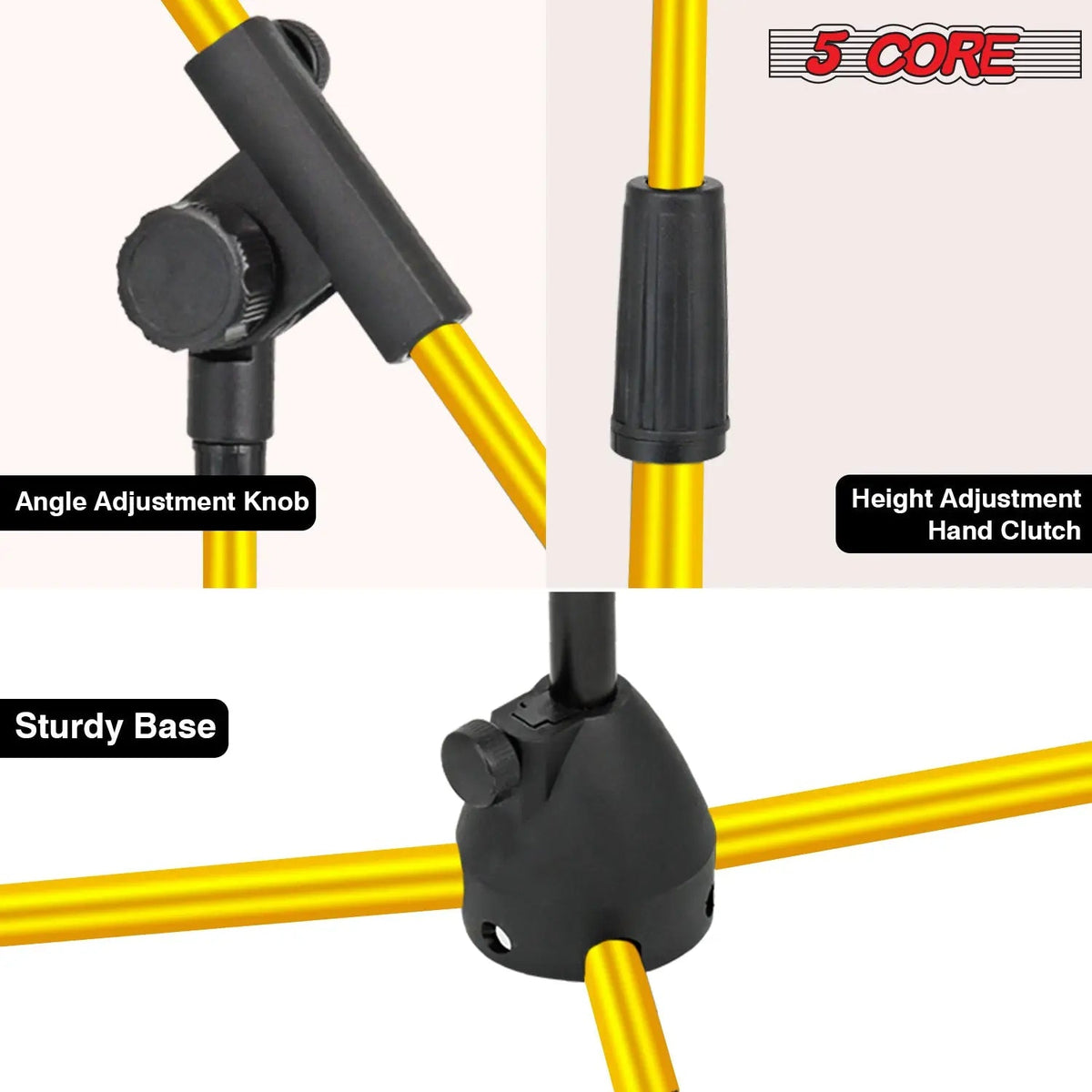 5 Core Mic Stand Floor Adjustable 72" Tripod Microphone Stands w Telescoping Boom Arm - HONORABLE VETERANS SOLUTIONS