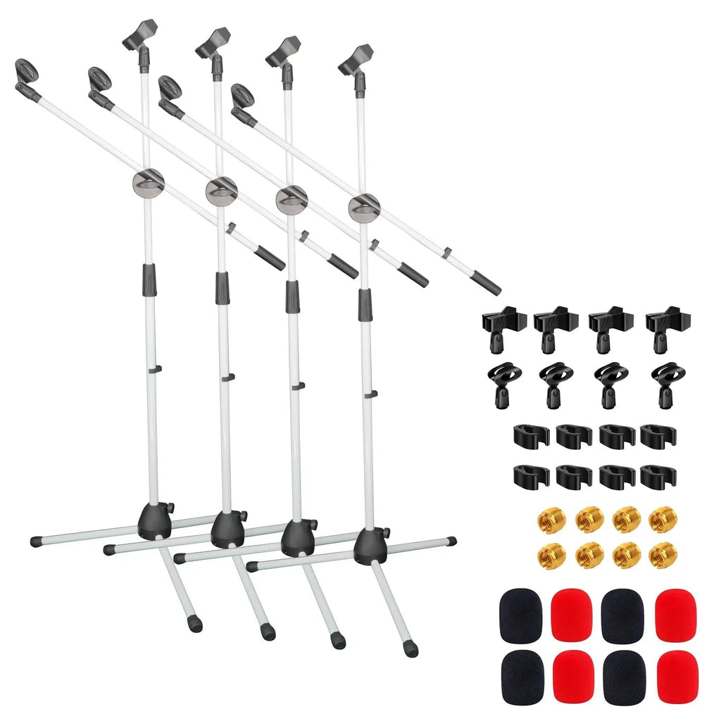 5 Core Mic Stand Floor Height 4Pcs Adjustable Tripod Microphone Stands w Extending Telescoping Boom Arm - HONORABLE VETERANS SOLUTIONS