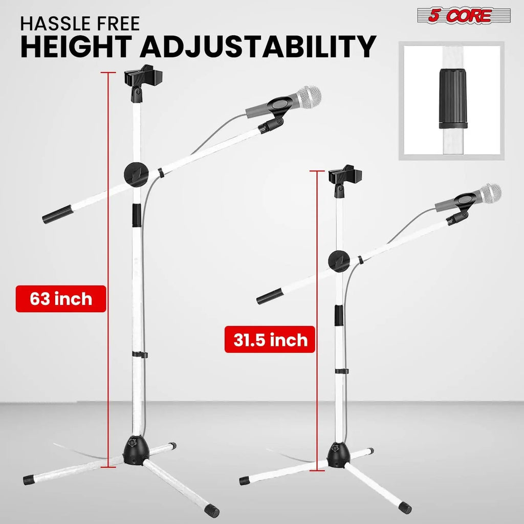 5 Core Mic Stand Floor Height 4Pcs Adjustable Tripod Microphone Stands w Extending Telescoping Boom Arm - HONORABLE VETERANS SOLUTIONS