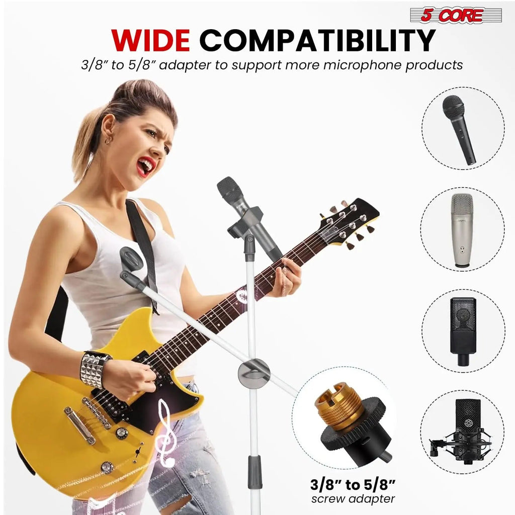 5 Core Mic Stand Floor Height 4Pcs Adjustable Tripod Microphone Stands w Extending Telescoping Boom Arm - HONORABLE VETERANS SOLUTIONS