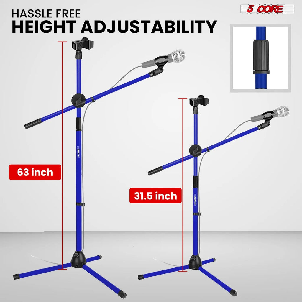 5 Core Mic Stand Floor Height Adjustable Tripod Microphone Stands w Extending Telescoping Boom Arm - HONORABLE VETERANS SOLUTIONS