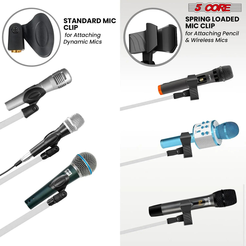 5 Core Mic Stand Floor Pair Adjustable 72" Tripod Microphone Stands w Telescoping Boom Arm - HONORABLE VETERANS SOLUTIONS