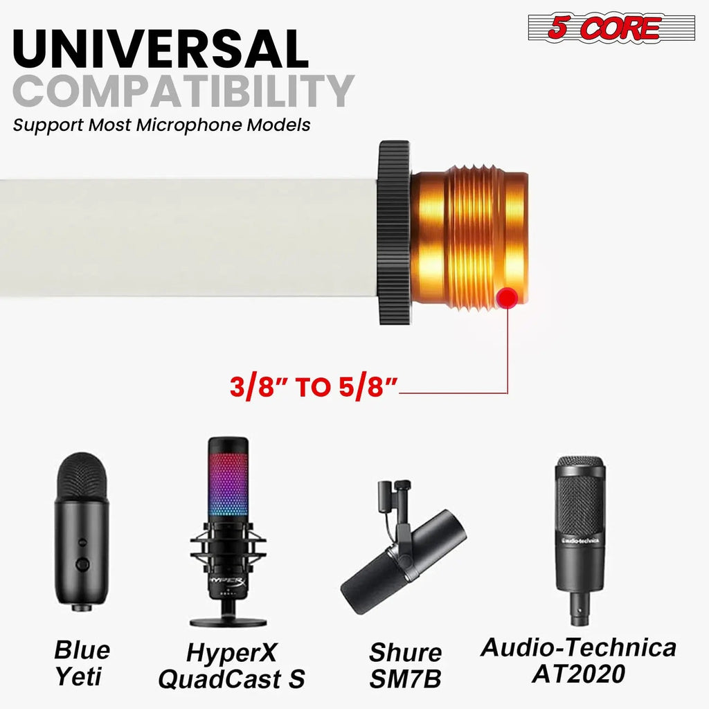 5 Core Mic Stand Floor Pair Adjustable 72" Tripod Microphone Stands w Telescoping Boom Arm - HONORABLE VETERANS SOLUTIONS