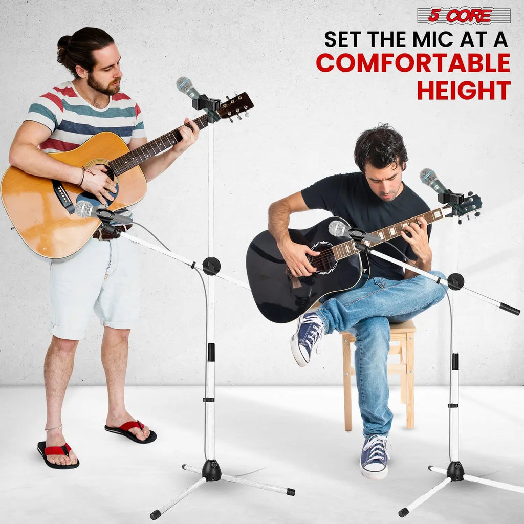 5 Core Mic Stand Set 2 Pack Adjustable Tripod Floor Microphone Stands with Extendable Boom Arm - HONORABLE VETERANS SOLUTIONS