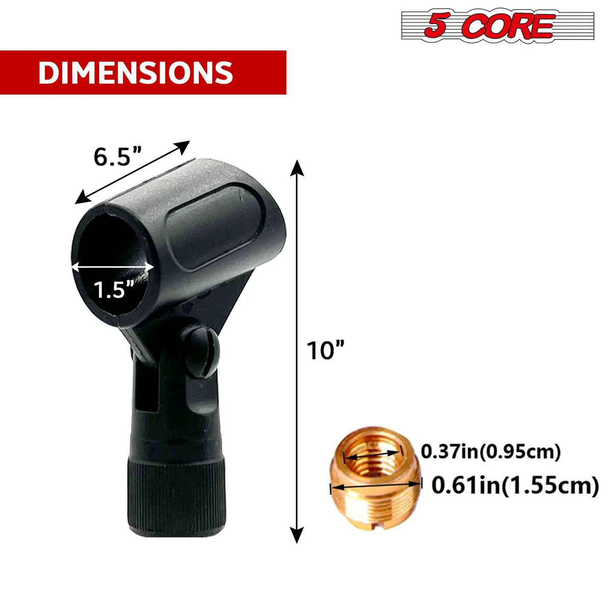 5 Core Microphone Clip Holder 2 Pieces with Screw Adapters 5/8 to 3/8 Inch - HONORABLE VETERANS SOLUTIONS