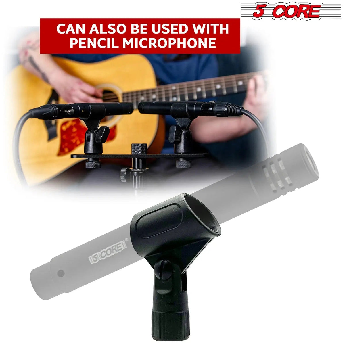 5 Core Microphone Clip Holder 2 Pieces with Screw Adapters 5/8 to 3/8 Inch - HONORABLE VETERANS SOLUTIONS