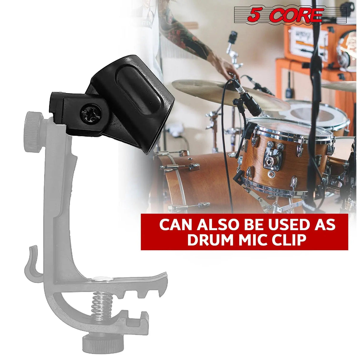 5 Core Microphone Clip Holder 2 Pieces with Screw Adapters 5/8 to 3/8 Inch - HONORABLE VETERANS SOLUTIONS
