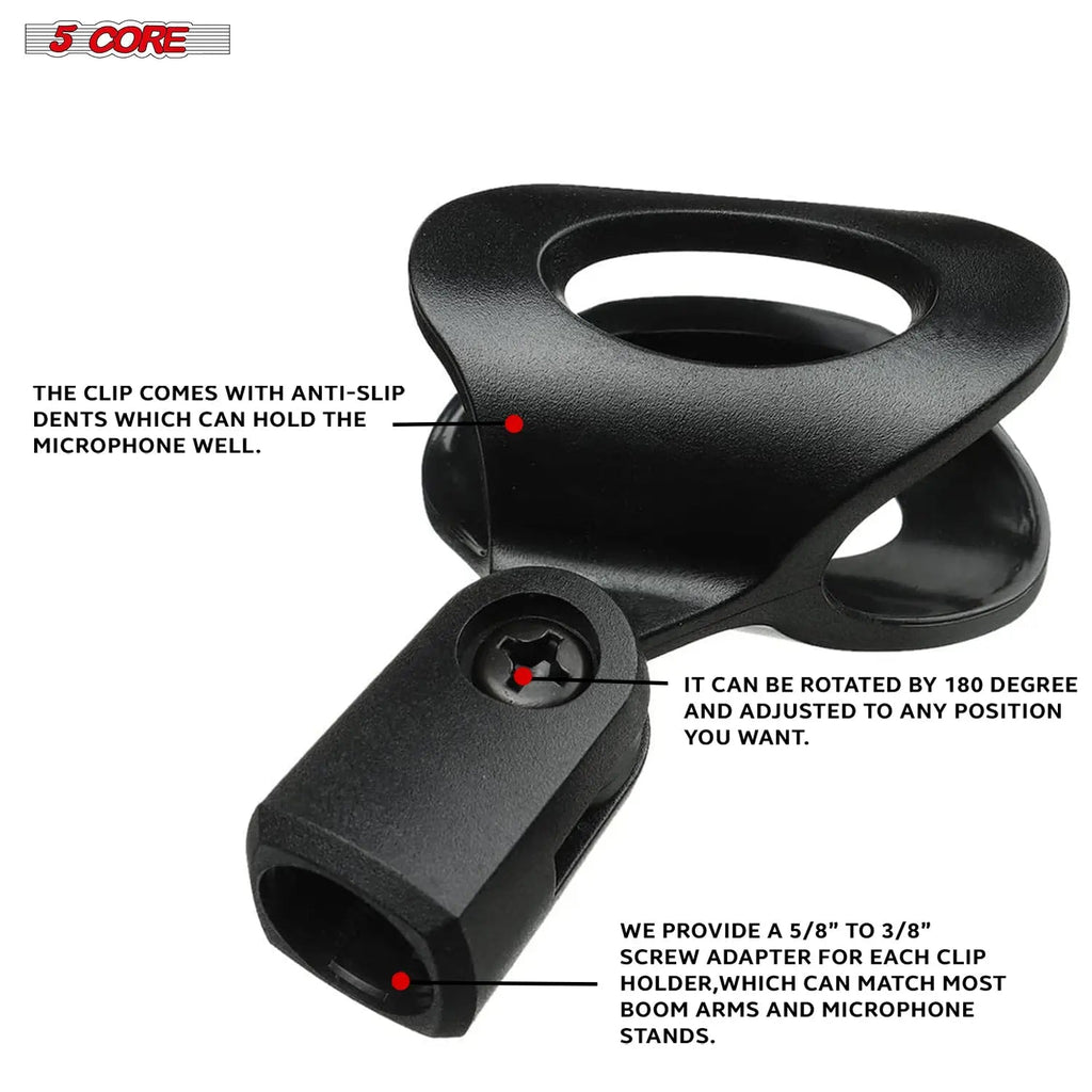 5 Core Microphone Clip Holder 4 Pieces with Screw Adapters 5/8 to 3/8 Inch - HONORABLE VETERANS SOLUTIONS