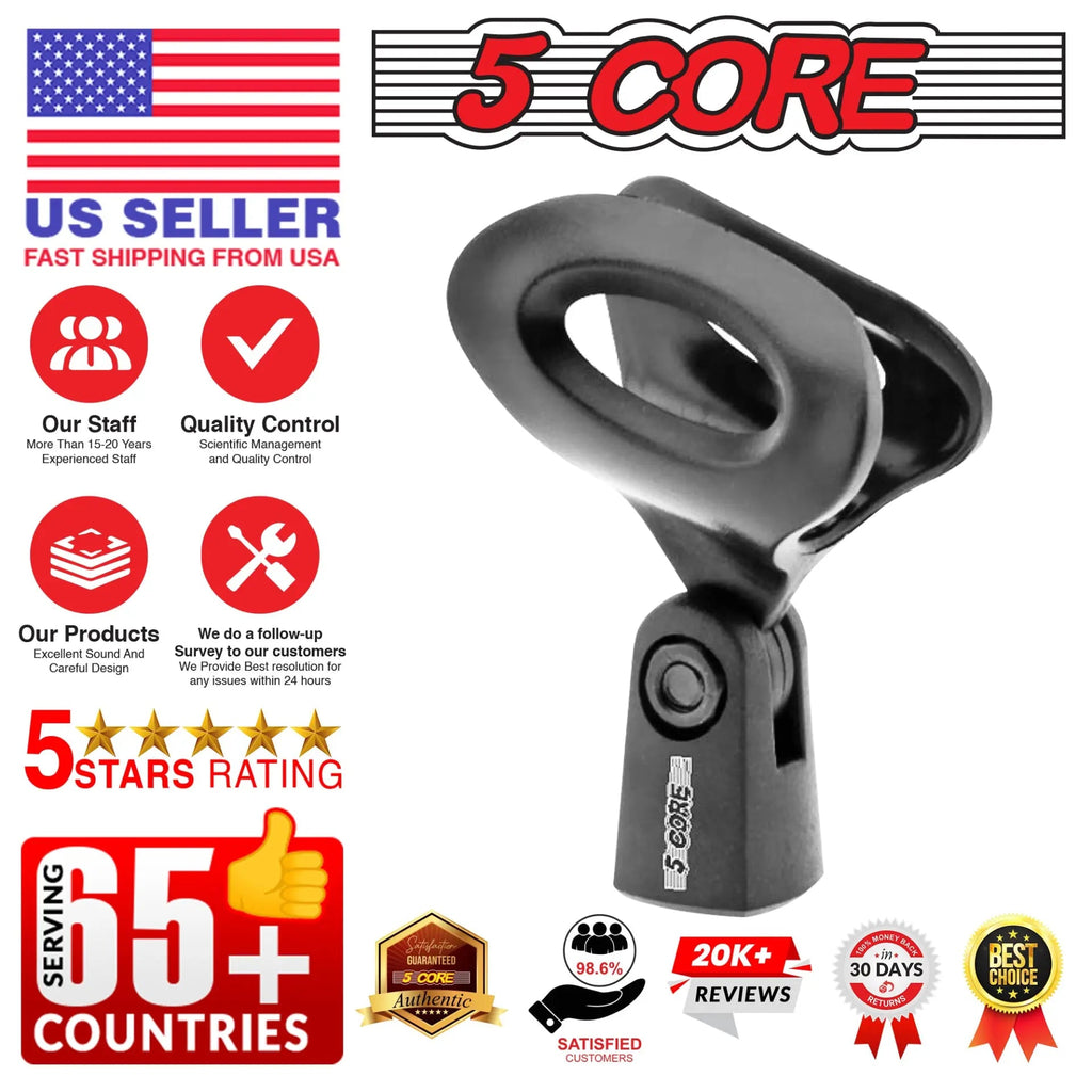 5 Core Microphone Clip Holder 4 Pieces with Screw Adapters 5/8 to 3/8 Inch - HONORABLE VETERANS SOLUTIONS