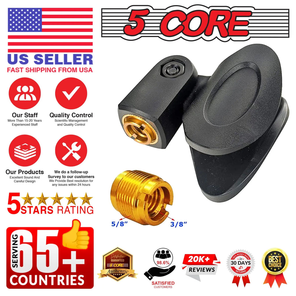 5 Core Microphone Clip Holder 6 Pieces with Screw Adapters 5/8 to 3/8 Inch - HONORABLE VETERANS SOLUTIONS