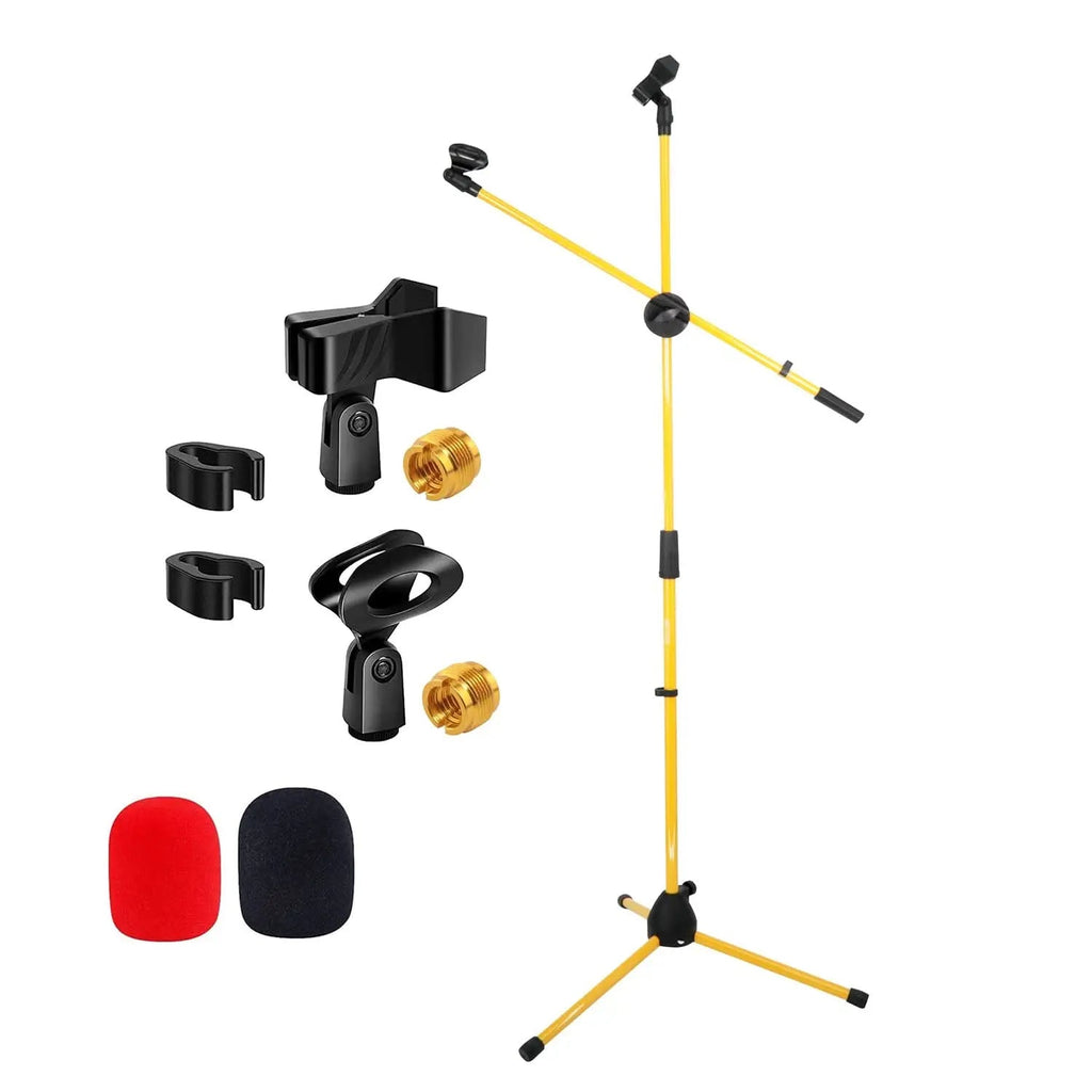 5 Core Microphone Stand Floor 2 Mic Clips Universal Height Adjustable Tripod Mic Stands w Boom Arm - HONORABLE VETERANS SOLUTIONS