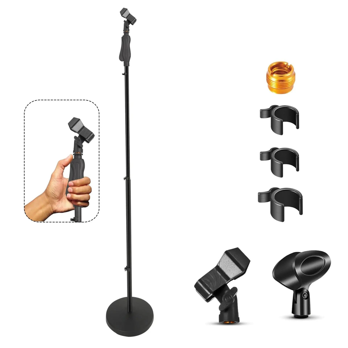 5 Core Microphone Stand Universal Floor Height Adjustable 35 to 57" Round Base Mic Stands Quick Setting Lock-Tight Knob w 5/8 Thread Adapter - HONORABLE VETERANS SOLUTIONS