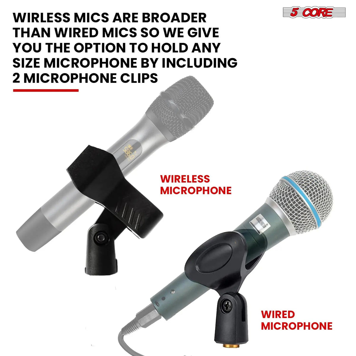 5 Core Microphone Stand Universal Floor Height Adjustable 35 to 57" Round Base Mic Stands Quick Setting Lock-Tight Knob w 5/8 Thread Adapter - HONORABLE VETERANS SOLUTIONS