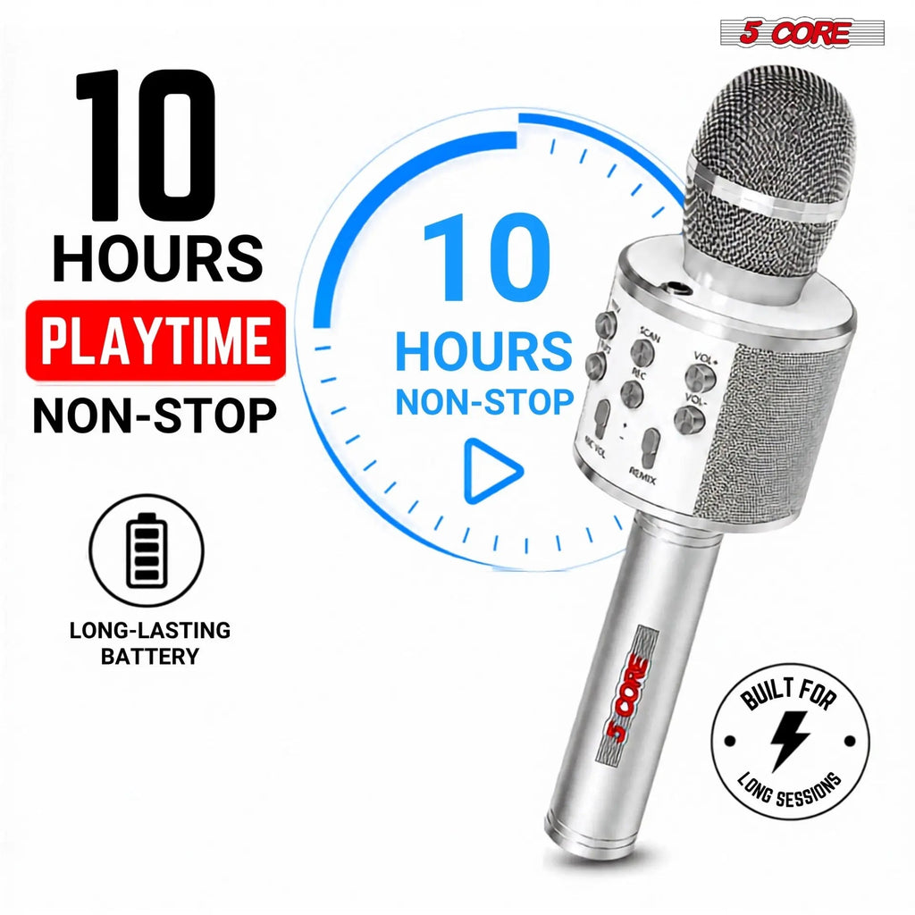 5 Core Microphone Wireless Karaoke Mic With Speaker 3 in 1 Portable Bluetooth Microfono Inalambrico - HONORABLE VETERANS SOLUTIONS