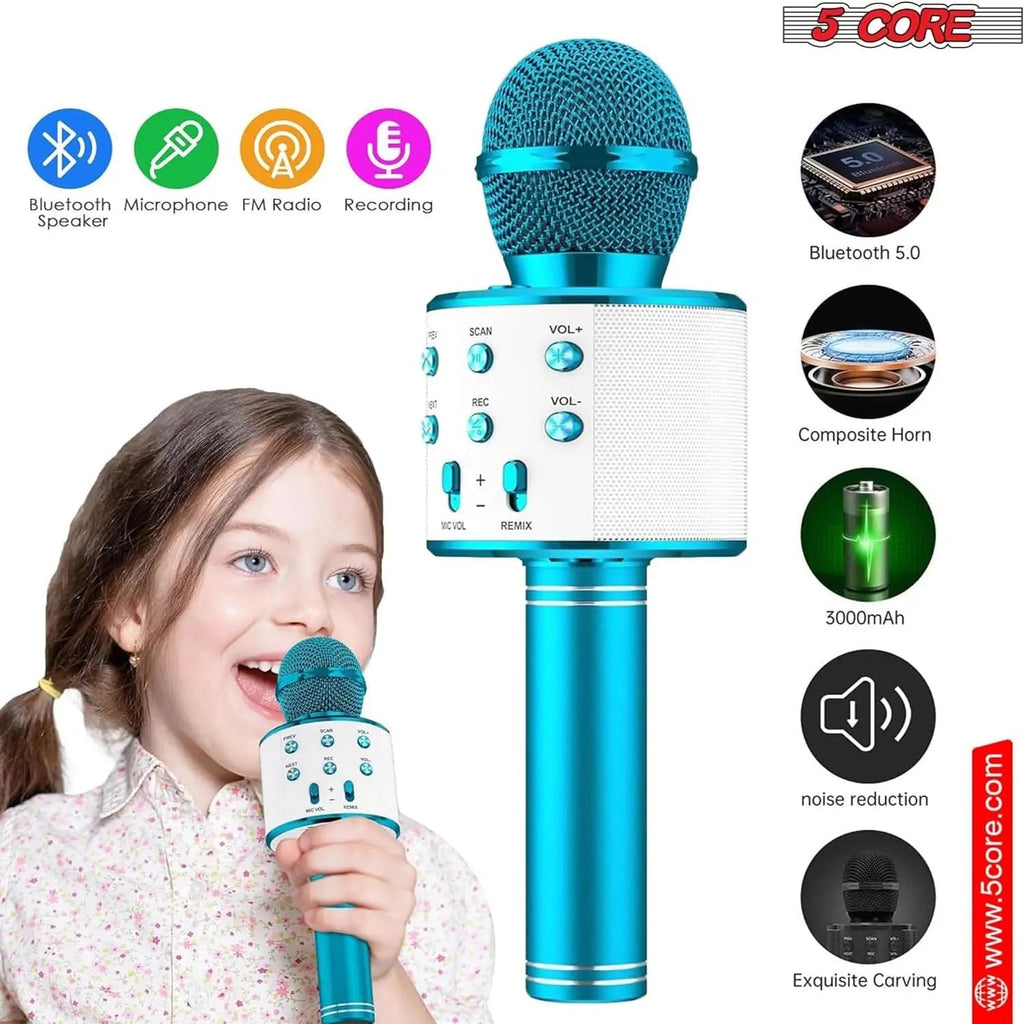 5 Core Microphone Wireless Karaoke Mic With Speaker 3 in 1 Portable Bluetooth Microfono Inalambrico - HONORABLE VETERANS SOLUTIONS