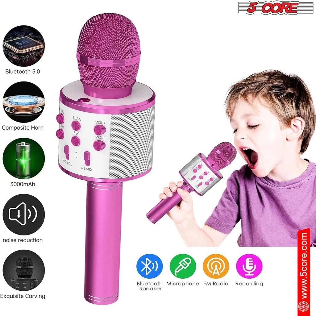 5 Core Microphone Wireless Karaoke Mic With Speaker 3 in 1 Portable Bluetooth Microfono Inalambrico - HONORABLE VETERANS SOLUTIONS
