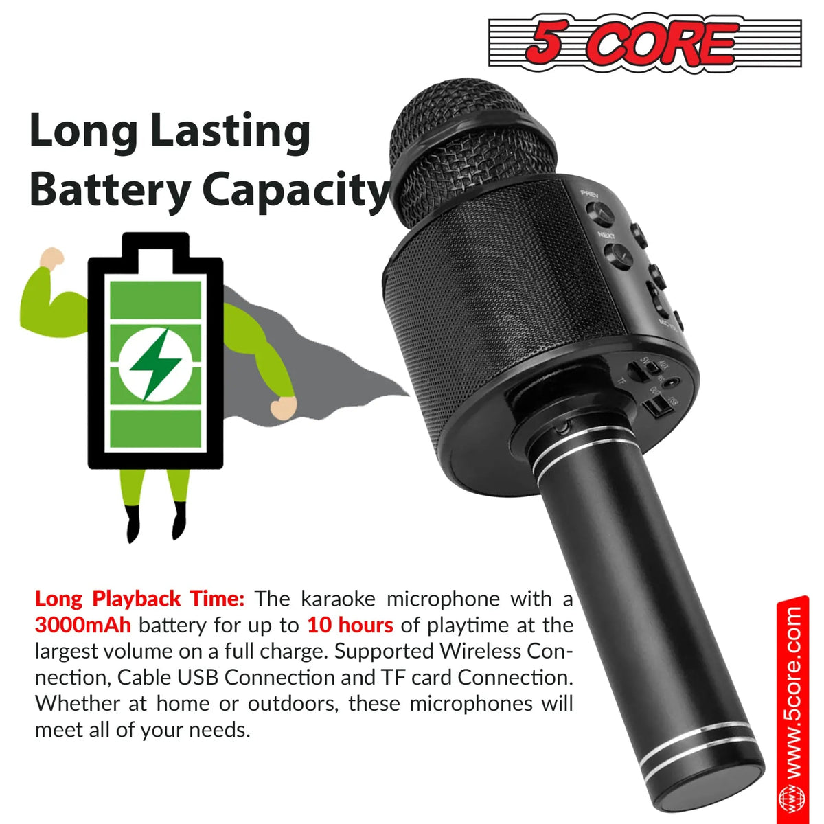 5 Core Microphone Wireless Karaoke Mic With Speaker 3 in 1 Portable Bluetooth Microfono Inalambrico - HONORABLE VETERANS SOLUTIONS