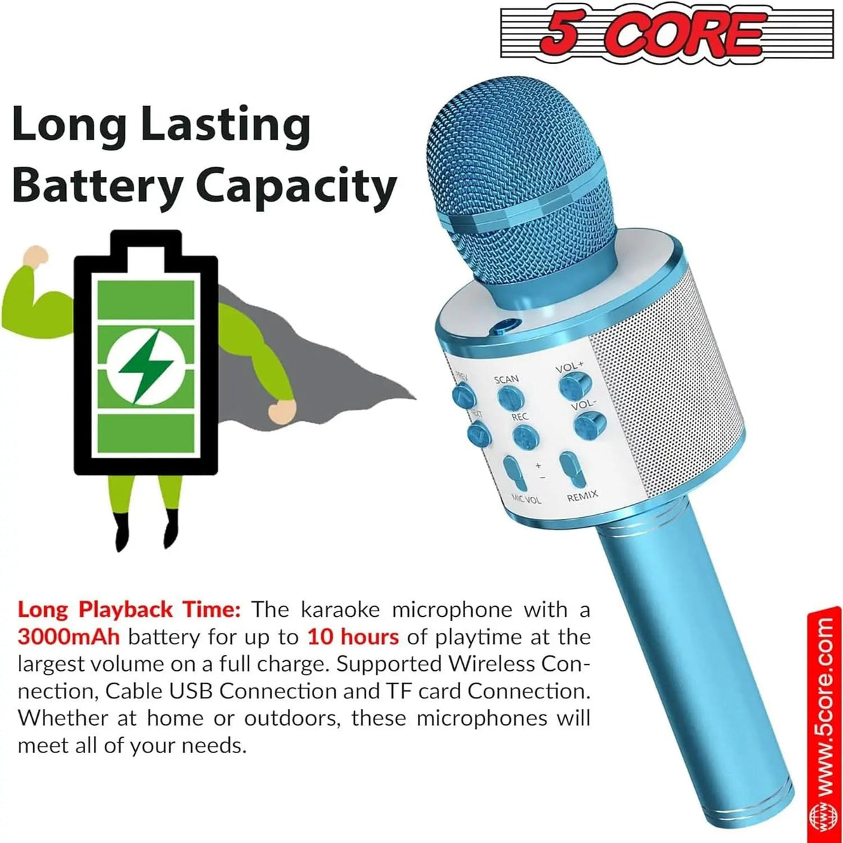 5 Core Microphone Wireless Karaoke Mic With Speaker 3 in 1 Portable Bluetooth Microfono Inalambrico - HONORABLE VETERANS SOLUTIONS