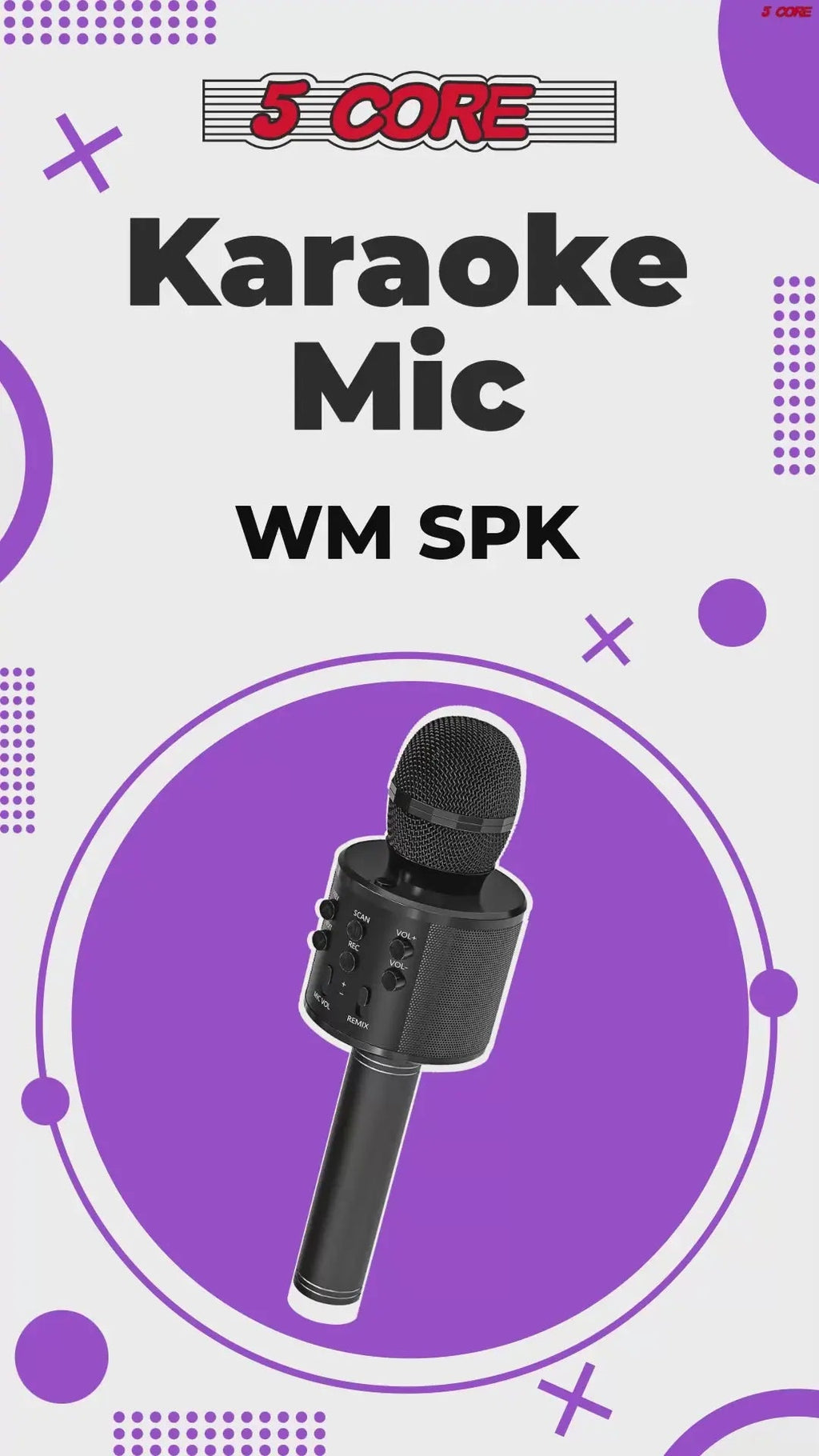 5 Core Microphone Wireless Karaoke Mic With Speaker 3 in 1 Portable Bluetooth Microfono Inalambrico - HONORABLE VETERANS SOLUTIONS