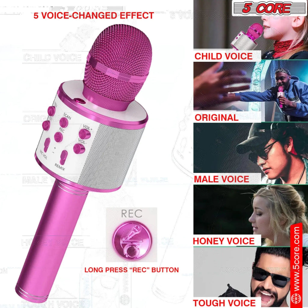 5 Core Microphone Wireless Karaoke Mic With Speaker 3 in 1 Portable Bluetooth Microfono Inalambrico - HONORABLE VETERANS SOLUTIONS