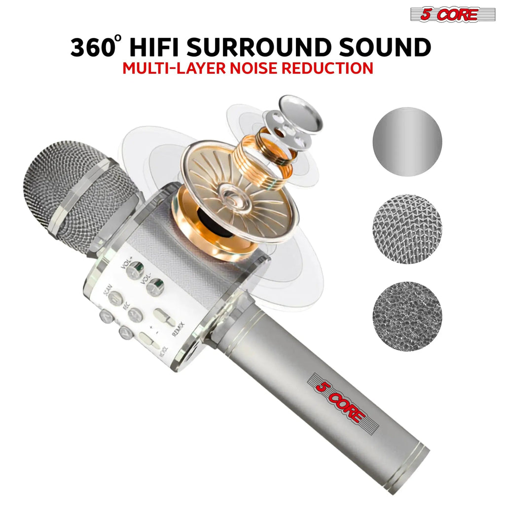 5 Core Microphone Wireless Karaoke Mic With Speaker 3 in 1 Portable Bluetooth Microfono Inalambrico - HONORABLE VETERANS SOLUTIONS