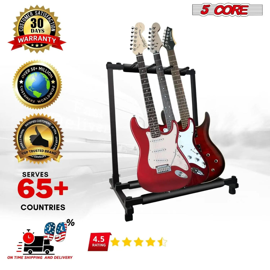 5 Core Multi Guitar Rack Stand Floor 3 Slot Adjustable Flying V Guitars Holder - HONORABLE VETERANS SOLUTIONS