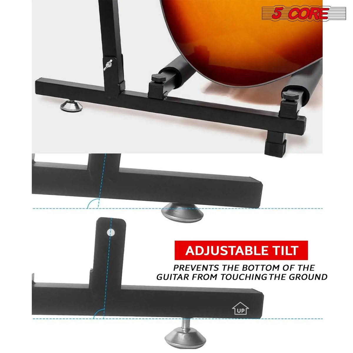 5 Core Multi Guitar Rack Stand Floor 3 Slot Adjustable Flying V Guitars Holder - HONORABLE VETERANS SOLUTIONS