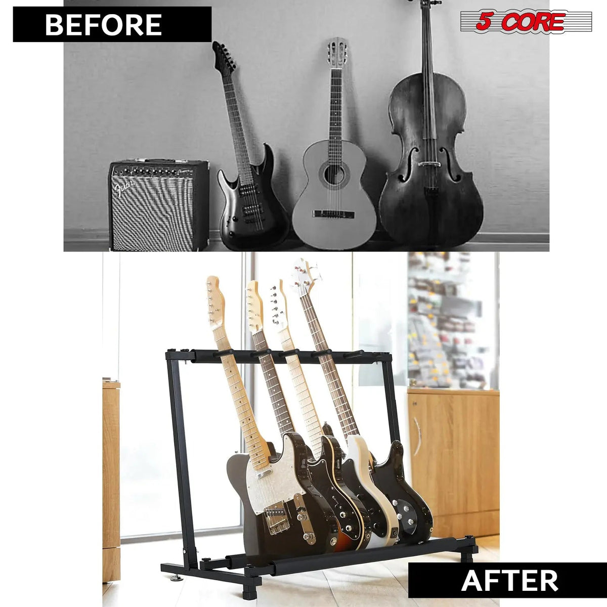 5 Core Multi Guitar Rack Stand Floor 5 Slot Adjustable Flying V Guitars Holder - HONORABLE VETERANS SOLUTIONS