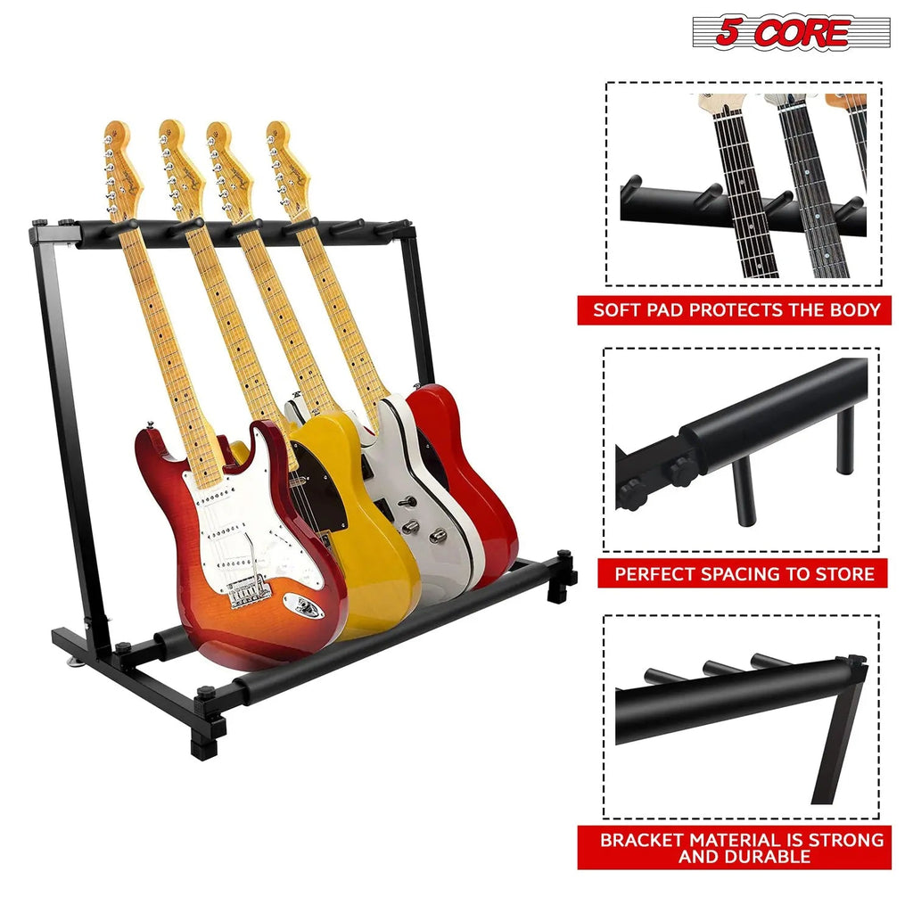 5 Core Multi Guitar Rack Stand Floor 5 Slot Adjustable Flying V Guitars Holder - HONORABLE VETERANS SOLUTIONS