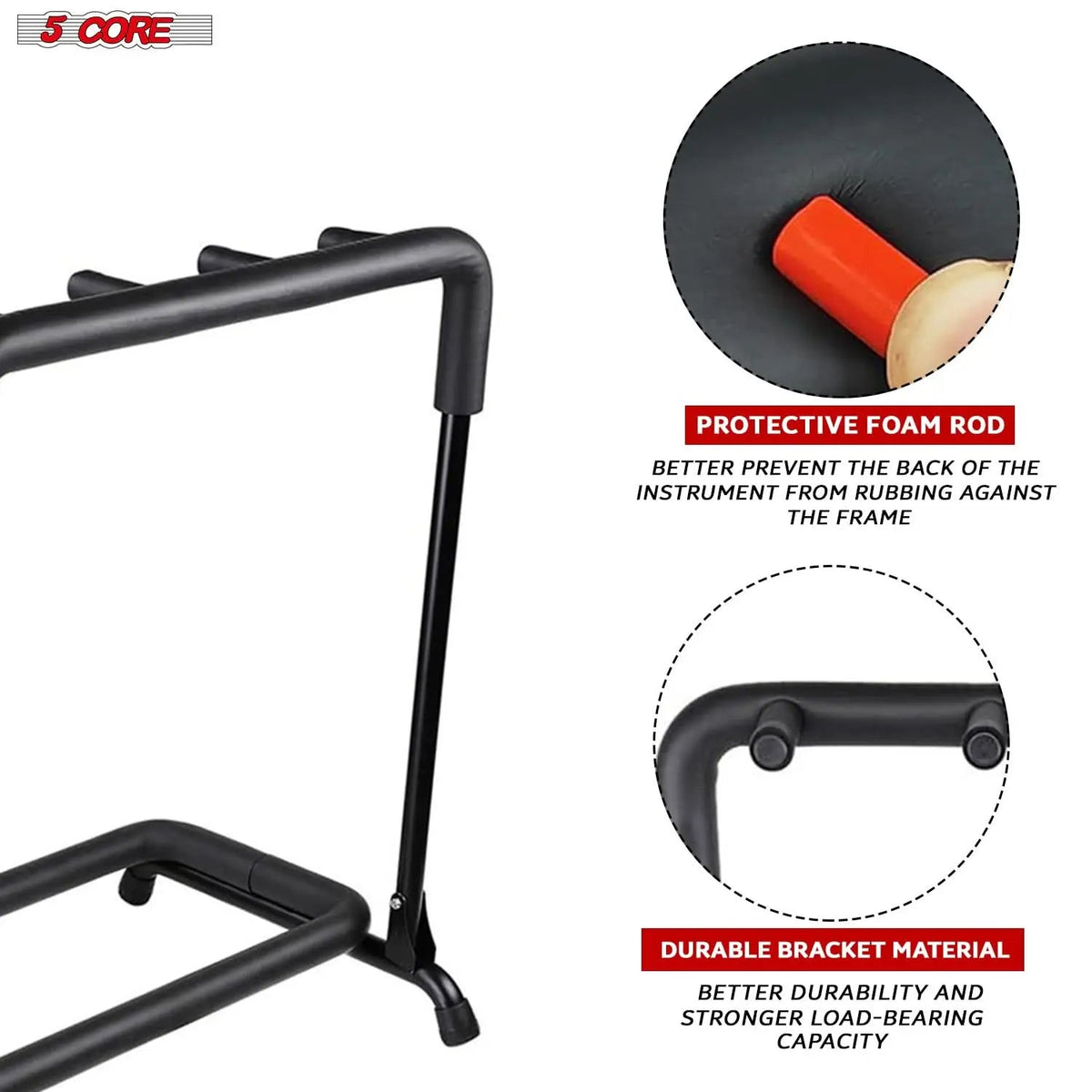 5 Core Multi Guitar Rack Stand Floor 5 Slot Adjustable Flying V Guitars Holder - HONORABLE VETERANS SOLUTIONS