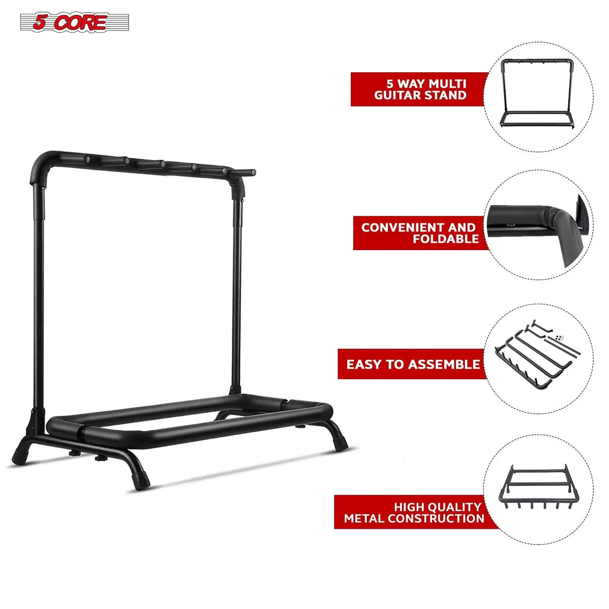 5 Core Multi Guitar Rack Stand Floor 5 Slot Adjustable Flying V Guitars Holder - HONORABLE VETERANS SOLUTIONS