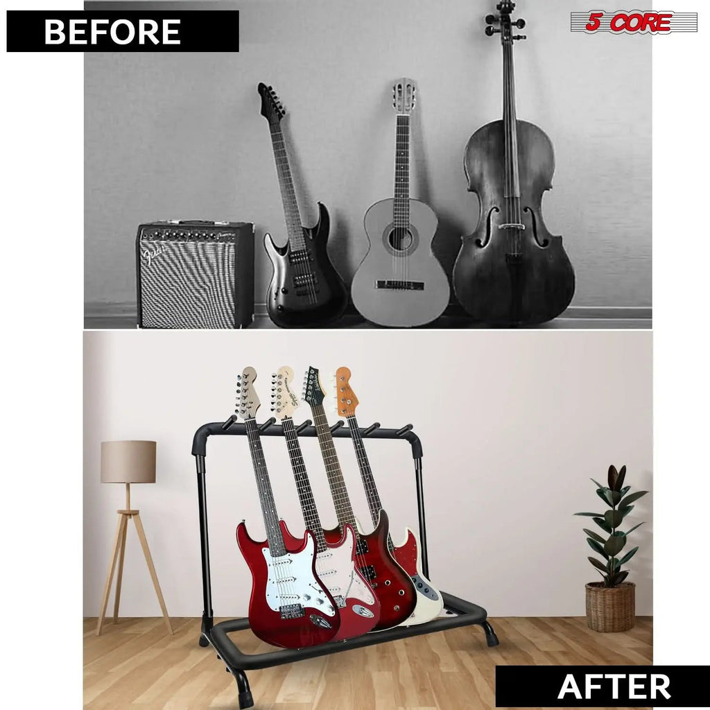 5 Core Multi Guitar Rack Stand Floor 5 Slot Adjustable Flying V Guitars Holder - HONORABLE VETERANS SOLUTIONS