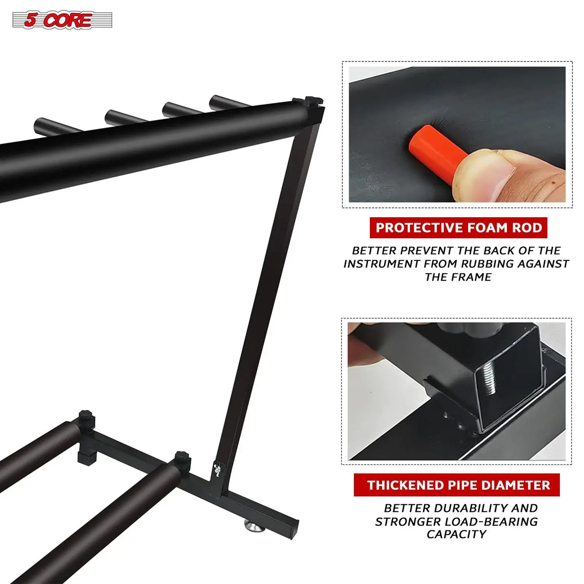 5 Core Multi Guitar Rack Stand Floor 7 Slot Adjustable Flying V Guitars Holder - HONORABLE VETERANS SOLUTIONS