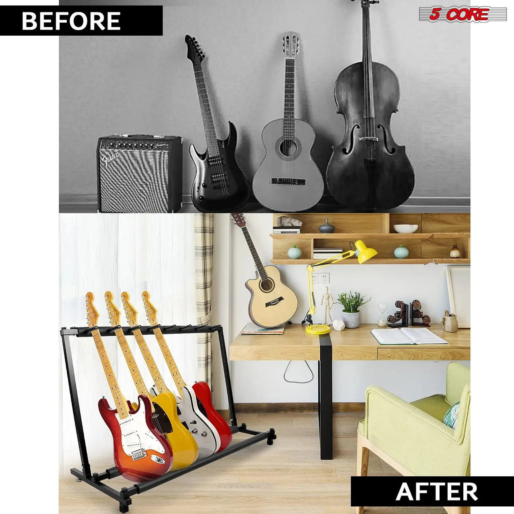 5 Core Multi Guitar Rack Stand Floor 7 Slot Adjustable Flying V Guitars Holder - HONORABLE VETERANS SOLUTIONS