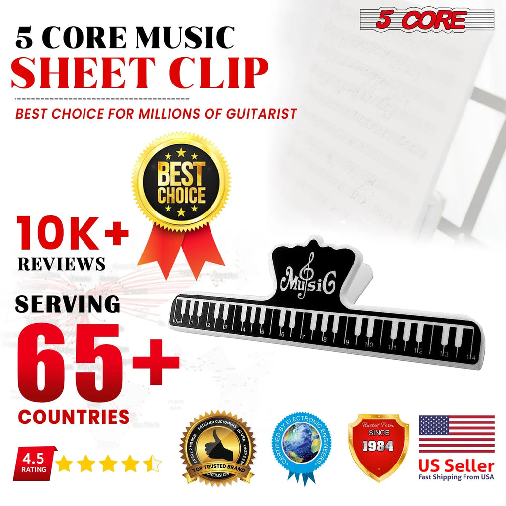 5 Core Music Sheet Holder Clip Durable Black Plastic Page Holder for Piano Keyboard Violin - HONORABLE VETERANS SOLUTIONS