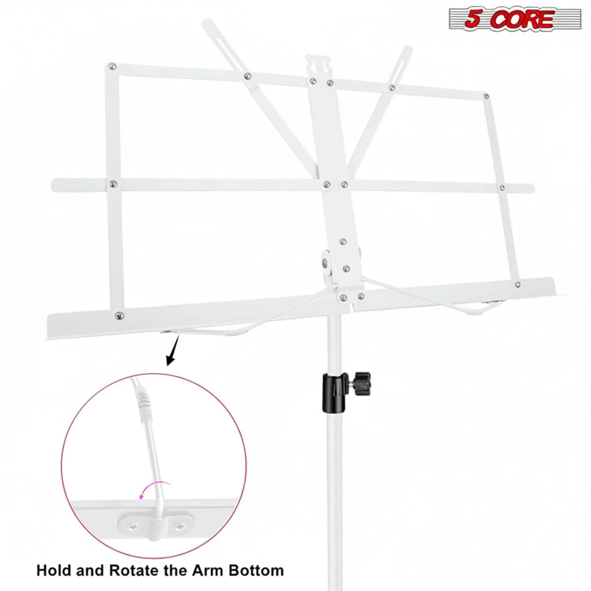 5 Core Music Stand Adjustable 52" Desktop Book Stands Sheet Holder All Metal Portable Bookstand - HONORABLE VETERANS SOLUTIONS