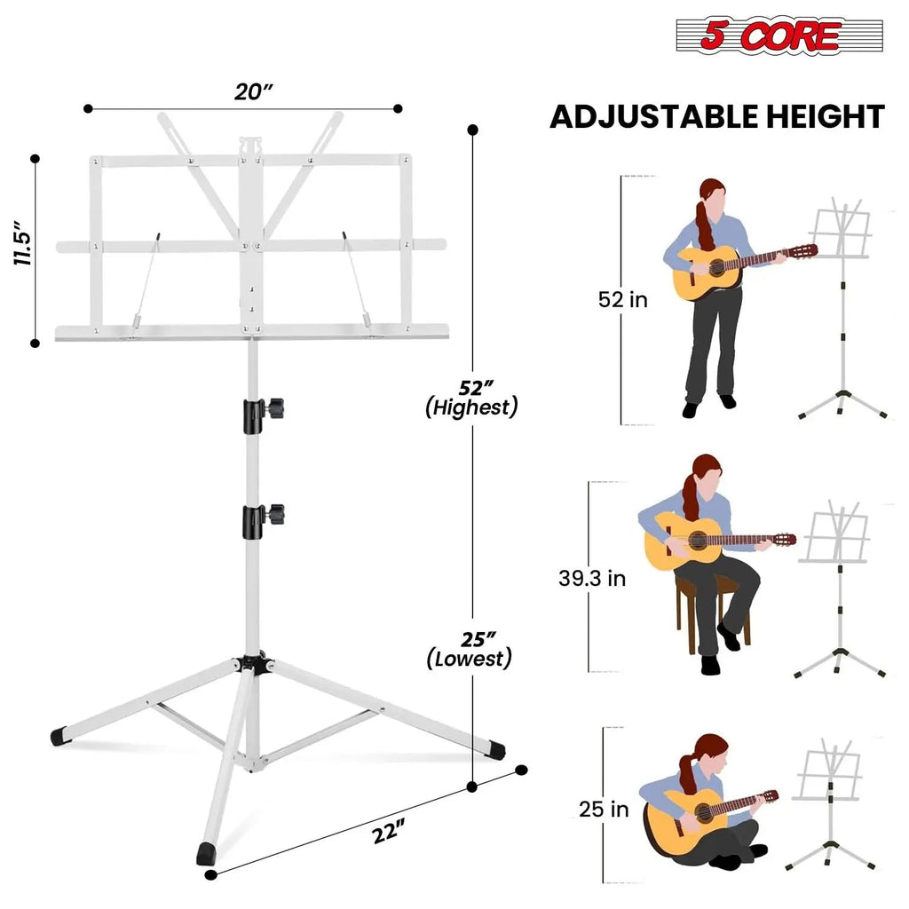 5 Core Music Stand Adjustable 52" Desktop Book Stands Sheet Holder All Metal Portable Bookstand - HONORABLE VETERANS SOLUTIONS