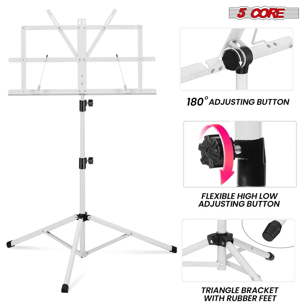 5 Core Music Stand Adjustable 52" Desktop Book Stands Sheet Holder All Metal Portable Bookstand - HONORABLE VETERANS SOLUTIONS